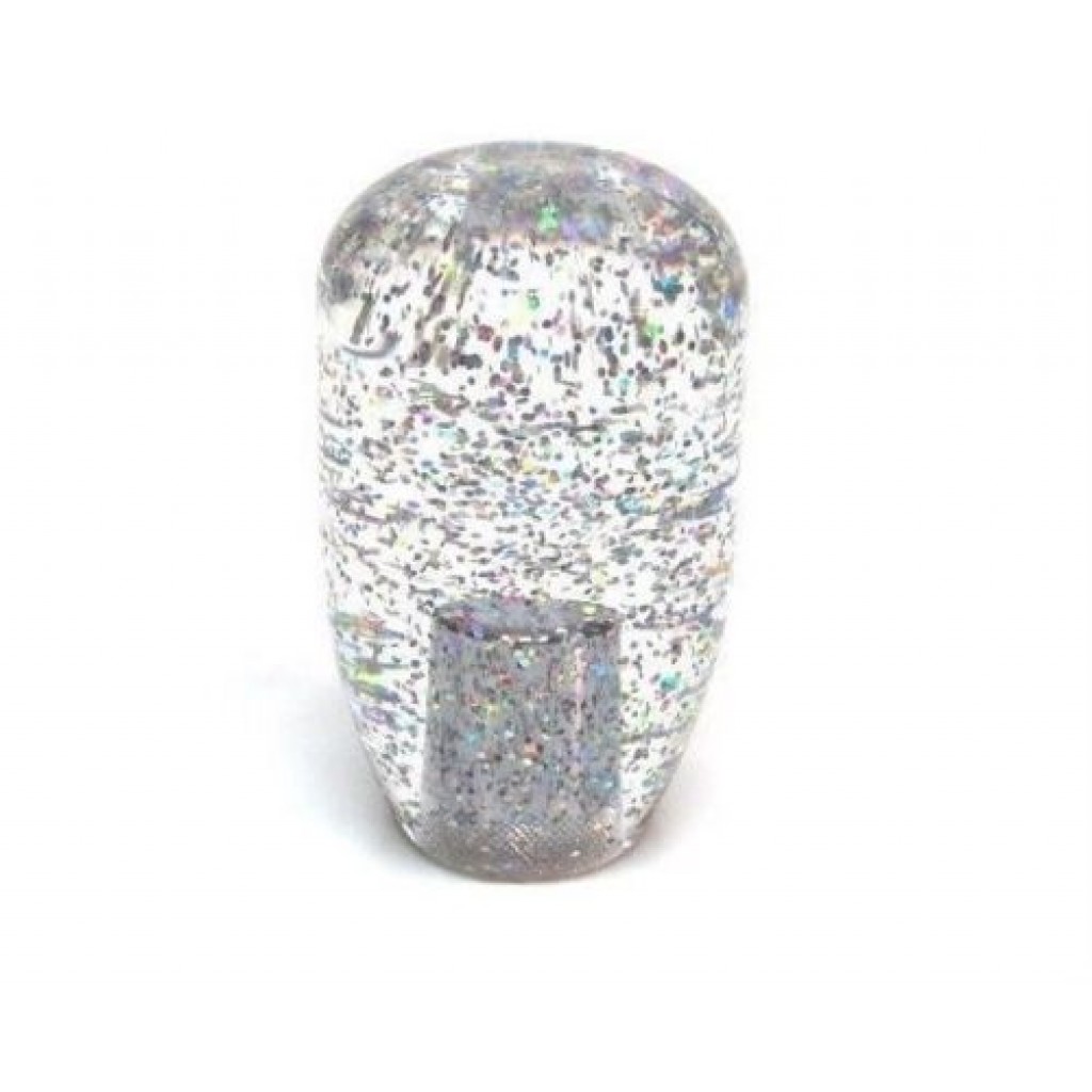 90mm JDM Clear Silver/Rainbow Glitter Shift Knob 12x1.25 thread